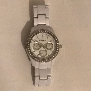 White boyfriend style Fossil watch